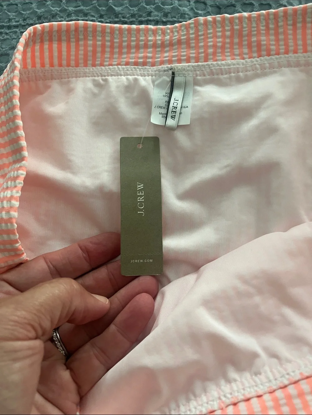 J. Crew Coral Seersucker Mini Swim Skirt